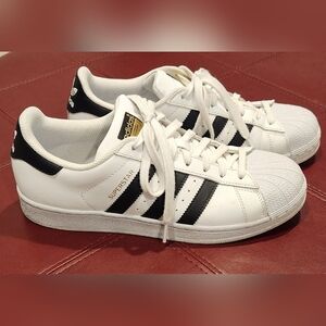 adidas White and Black Superstar Classic Sneakers